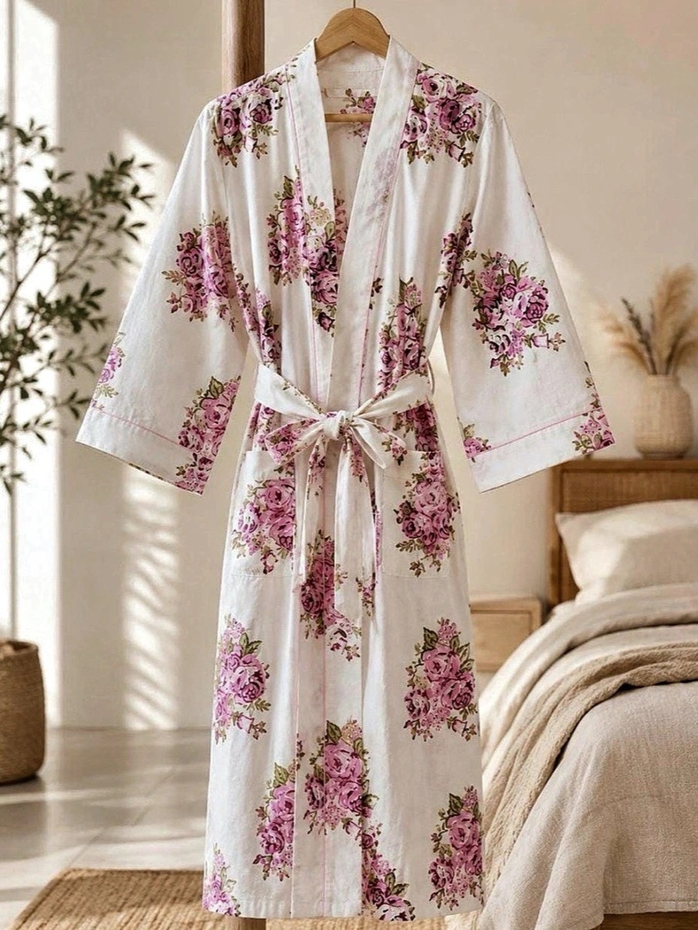 Floral Cotton Kimono Robe